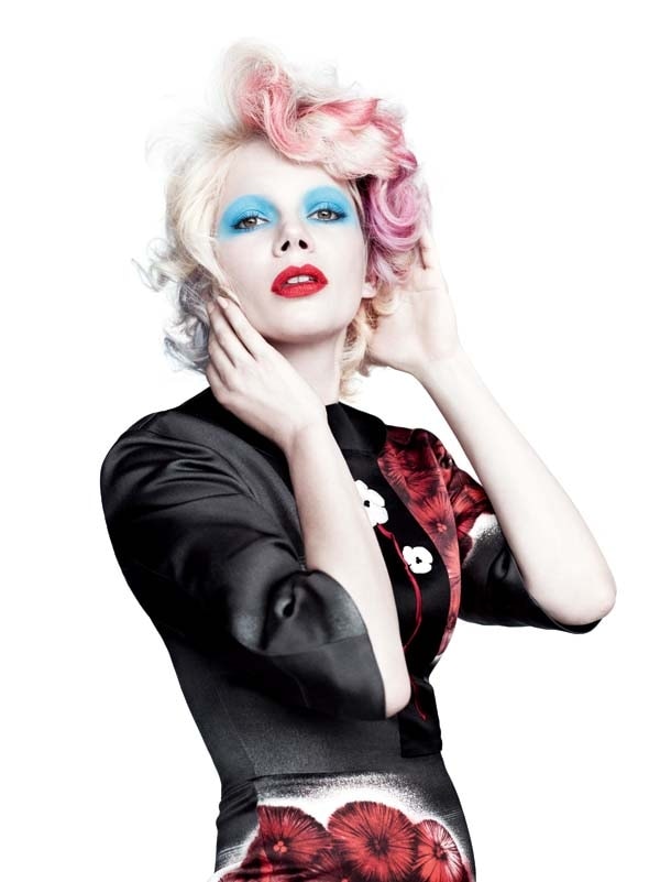 Printed and embroidered silk duchesse satin dress by Prada